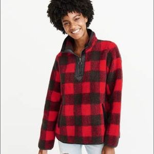 abercrombie buffalo plaid Sherpa pullover size M